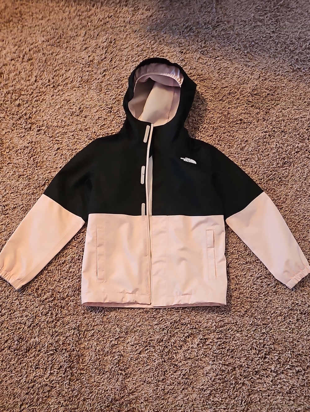 The North Face Kids Two-Tone Black and Light Pink Hooded Jacket